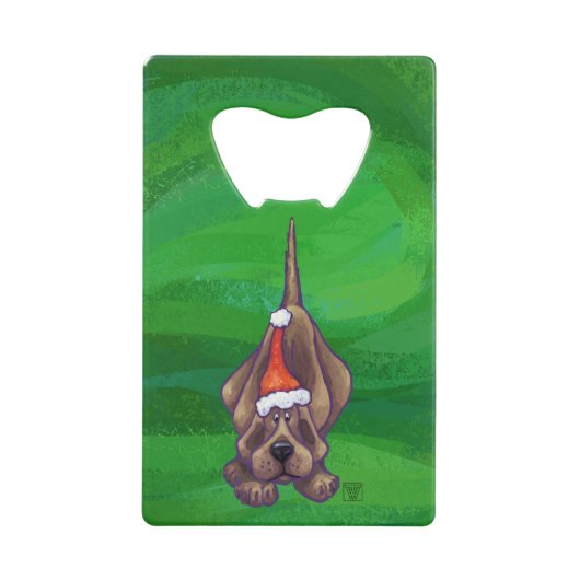 犬のクリスマスをグリーンで鳴らす クレジットカード栓抜き (正面)