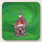 犬のクリスマスをグリーンで鳴らす コースター (正面)