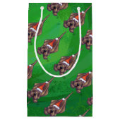 犬のクリスマスをグリーンで鳴らす スモールペーパーバッグ (正面)