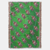 犬のクリスマスをグリーンで鳴らす スローブランケット (正面縦)