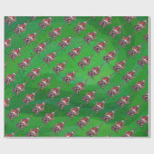 犬のクリスマスをグリーンで鳴らす ラッピングペーパー (フラット)