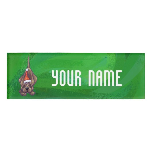 犬のクリスマスをグリーンで鳴らす 名札 (正面)