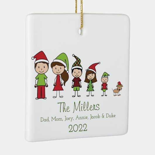 犬のクリスマスを持つ5のパーソナライズされた家族 セラミックオーナメント (右)