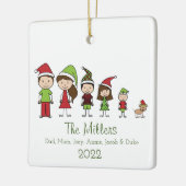 犬のクリスマスを持つ5のパーソナライズされた家族 セラミックオーナメント (左)