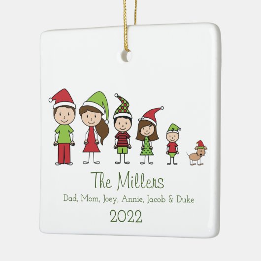 犬のクリスマスを持つ5のパーソナライズされた家族 セラミックオーナメント (左)