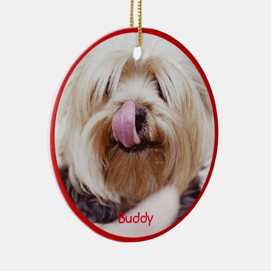 犬のクリスマスオーナメントの追加カスタム写真 セラミックオーナメント (右)