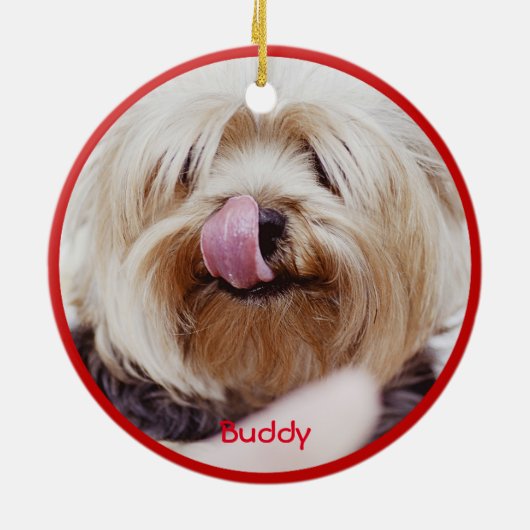 犬のクリスマスオーナメントの追加カスタム写真 セラミックオーナメント (裏面)