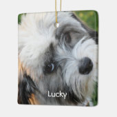 犬のクリスマスオーナメントスクエアセラミックフォト セラミックオーナメント (左)