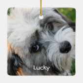 犬のクリスマスオーナメントスクエアセラミックフォト セラミックオーナメント (裏面)