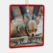 犬のクリスマスオーナメントスクエアパーソナライズされた写真 セラミックオーナメント (右)