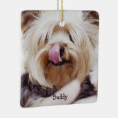 犬のクリスマスオーナメントスクエア追加フォトカスタム セラミックオーナメント (右)