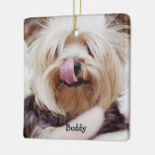犬のクリスマスオーナメントスクエア追加フォトカスタム セラミックオーナメント (左)