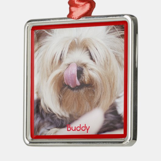 犬のクリスマスオーナメントメタル追加カスタム写真 メタルオーナメント (左)