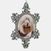 犬のクリスマスオーナメントPeterあなたの写真を追加 スノーフレークピューターオーナメント (左)