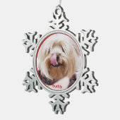 犬のクリスマスオーナメントPeterあなたの写真を追加 スノーフレークピューターオーナメント (右)