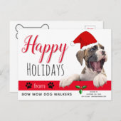 犬のクリスマスカードからペットのビジネスホリデー ポストカード (正面/裏面)