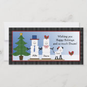 犬のクリスマスカードを持つ可愛いSモーレスカップル シーズンカード (正面)