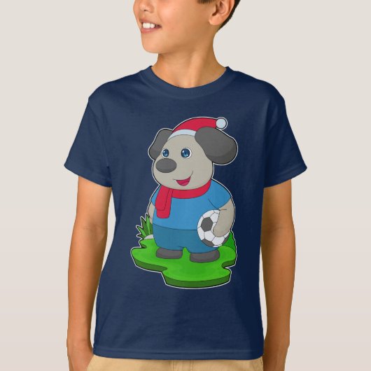 犬のクリスマスサッカー Tシャツ (正面)