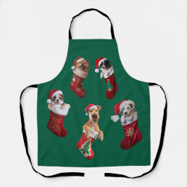 犬のクリスマスストッキングエプロン エプロン