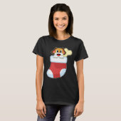 犬のクリスマスソックス Tシャツ (正面フル)
