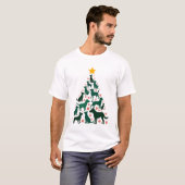 犬のクリスマスツリーTシャツ - 犬のクリスマス (1) Tシャツ (正面フル)
