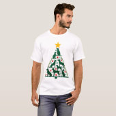 犬のクリスマスツリーTシャツ - 犬のクリスマス (4) Tシャツ (正面フル)
