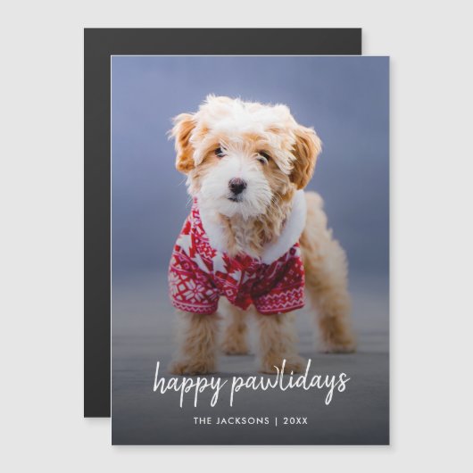 犬のクリスマスパピーハッピーパウィーデイズ磁気カード (正面/裏面)