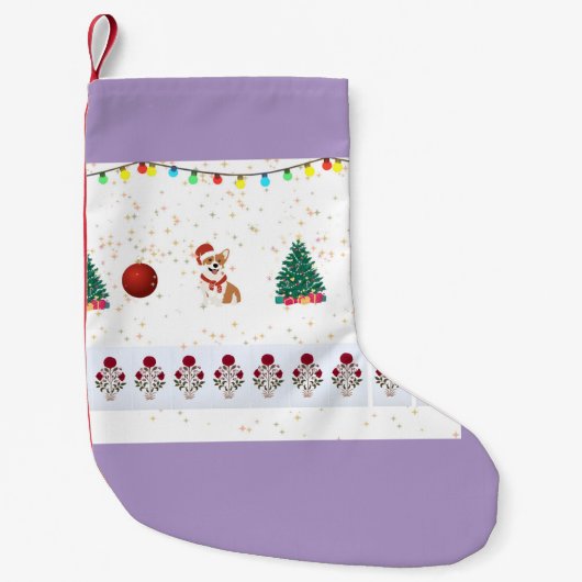 犬のクリスマスフェスティバル スモールクリスマスストッキング (正面)