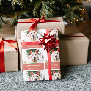 犬のクリスマスフォト ハッピー・ポウリデイズ ラッピングペーパー