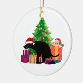 犬のクリスマスプレゼントオーナメント セラミックオーナメント (左)