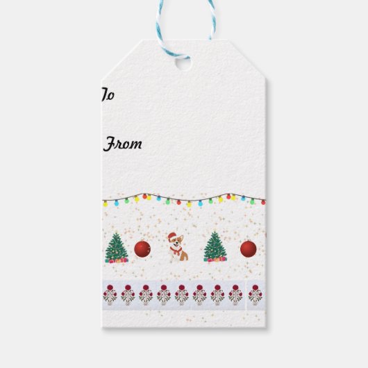 犬のクリスマスプレゼントラベル ギフトタグ (正面)