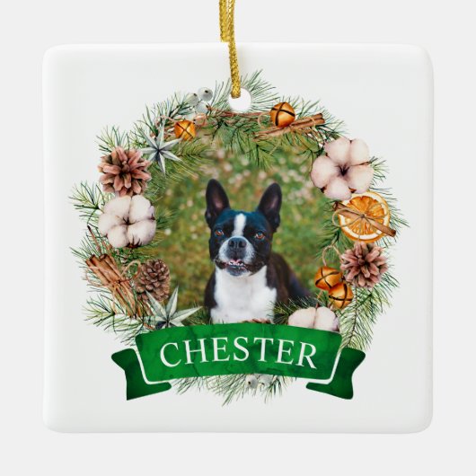 犬のクリスマスリース オーナメント (正面)