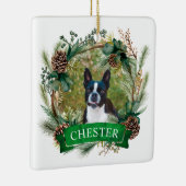 犬のクリスマスリース セラミックオーナメント (右)