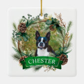 犬のクリスマスリース セラミックオーナメント (裏面)