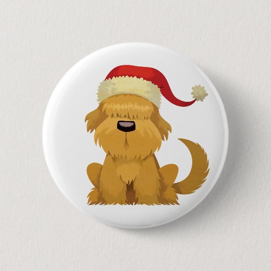 犬のクリスマスヴィンテージ 缶バッジ (正面)