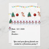 犬のクリスマス招待カード5 x 7 招待状 (正面/裏面)