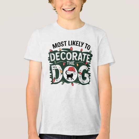 🐶犬のクリスマス飾に最も可能性が高おもしろいい トライブレンドＴシャツ (正面)