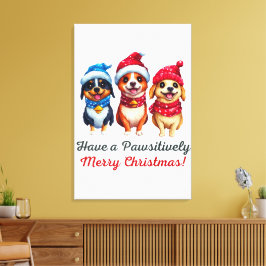 犬のクリスマス キャンバスプリント