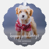 犬のクリスマス |可愛モダンい子犬の幸せな休日 オーナメントカード (裏面)