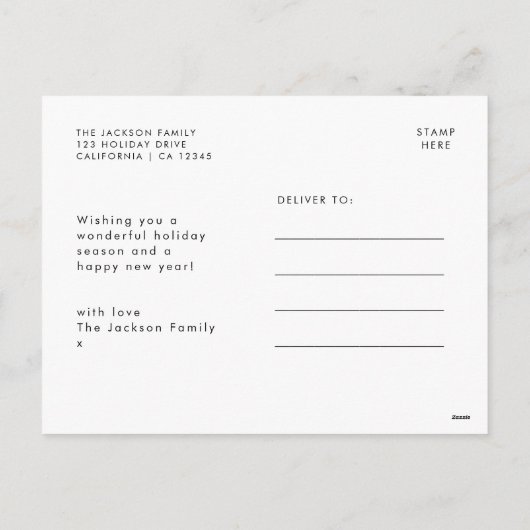 犬のクリスマス |可愛モダンい子犬の幸せな休日 シーズンポストカード (裏面)