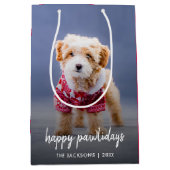 犬のクリスマス |可愛モダンい子犬の幸せな休日 ミディアムペーパーバッグ (正面)