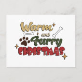 犬のクリスマス – 暖かい&毛皮のクリスマス ポストカード (正面)