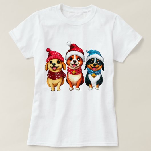 犬のクリスマス Tシャツ (デザイン正面)