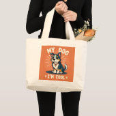 犬のクールエネルギー ラージトートバッグ (正面(商品))