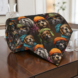 犬のグラフィックカスタムネクタイ ネクタイ