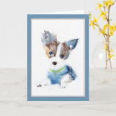 犬のグリーティングカードを破る カード (黄色い花)