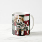 犬のグリーンセーター クリスマス コーヒーマグカップ (正面右)