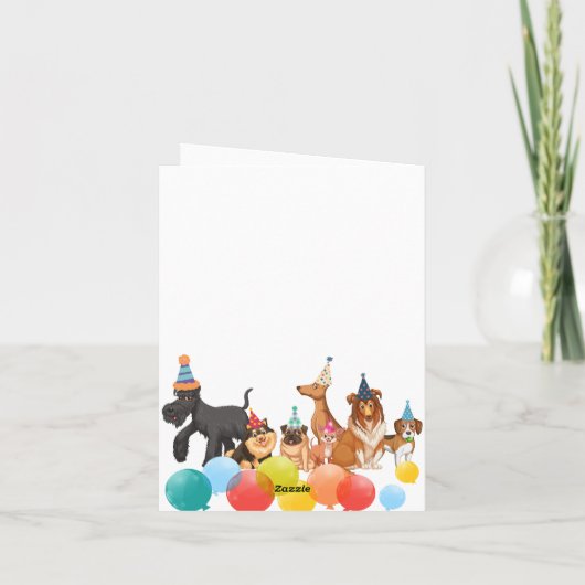 犬のグループはパーティーハッピーバースデー カード (裏面)