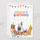 犬のグループはパーティーハッピーバースデー シーズンカード (正面)