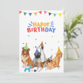 犬のグループはパーティーハッピーバースデー シーズンカード (スタンド正面)